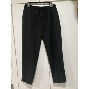 LCW Casual Pants Women 42 Black Drawstring Elastic Waist Tapered Leg Polyester